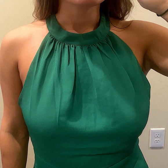 Kelly Green High Neck Open Back Tiered Mini Dress - Picture 7 of 16